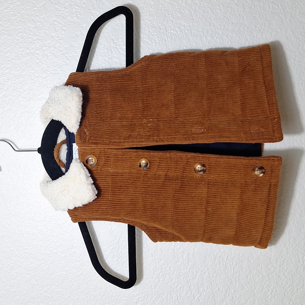 mud pie Brown Corduroy and Sherpa Vest Size S 12-18 months